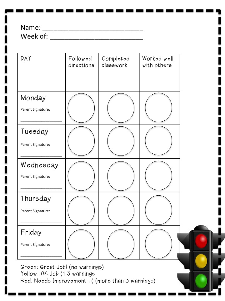 Free Printable Behavior Charts Anger Management Stop Light