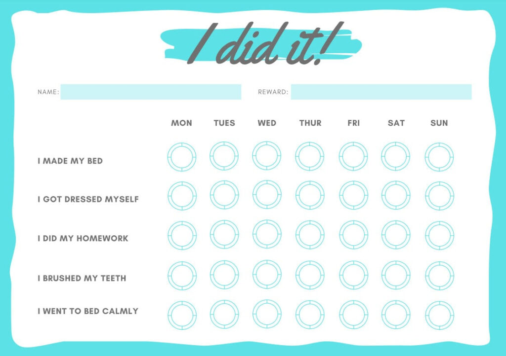 ADHD ODD Behaviour Chart Printable Etsy