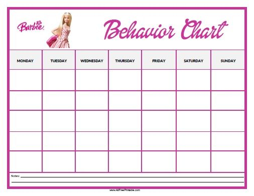 Barbie Behavior Chart Free Printable AllFreePrintable 