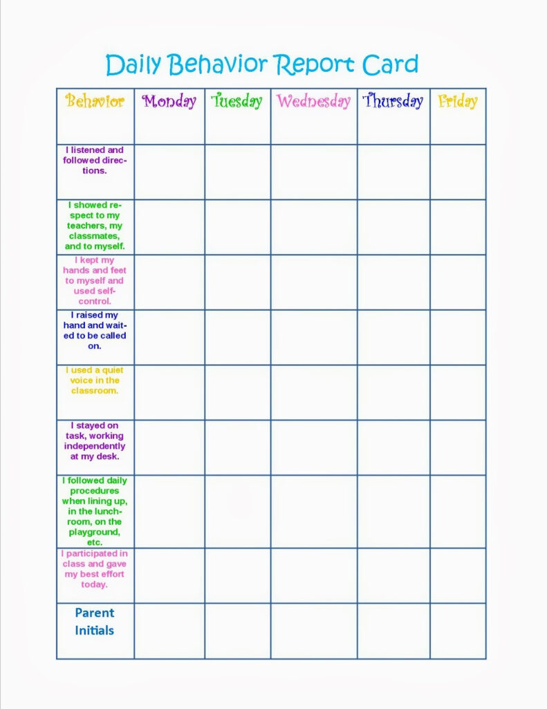 Behavior Charts Printable For Kids Activity Shelter