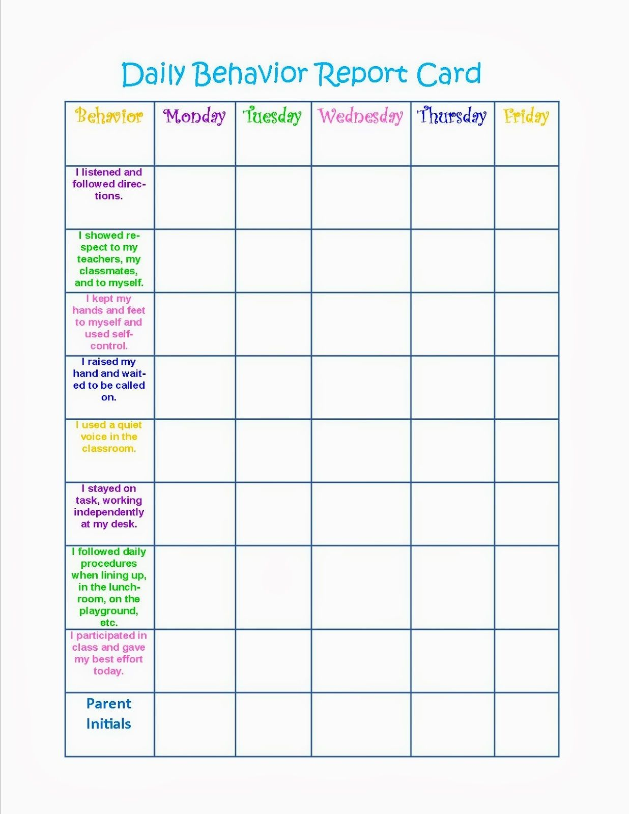 Behavior Charts Printable For Kids With Images Behavior Chart 