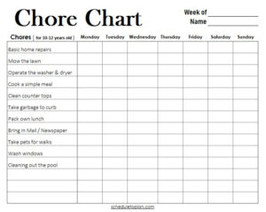 Printable Behavior Charts For 12 Year Olds - PrintableBehaviorChart.com