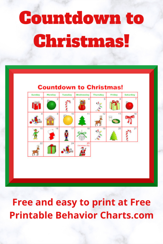 Count The Days Until Christmas Free Printable Behavior Chart 