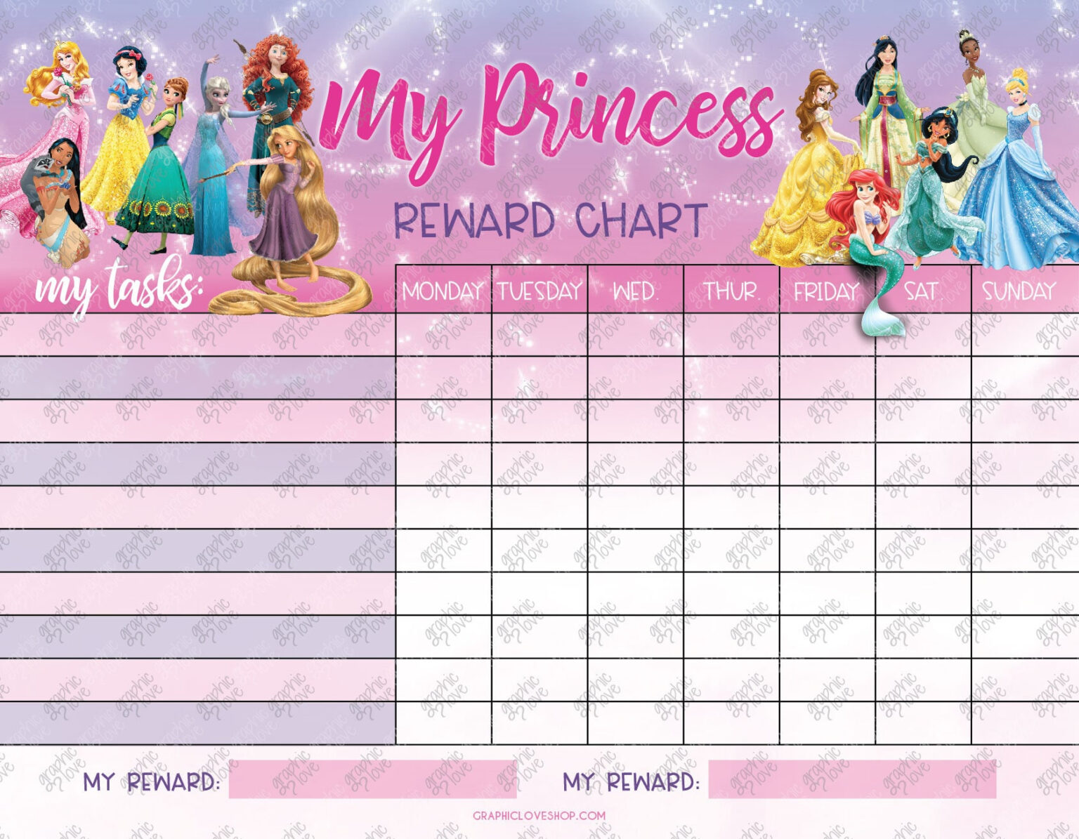 Free Printable Behavior Chart Blank Disney Princess ...