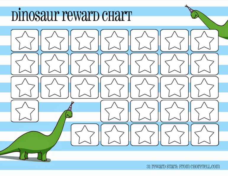 Dinosaur Reward Charts Pink Blue Free Printable Downloads From