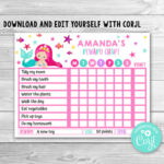 Editable Mermaid Reward Chart For Kids Mermaid Routine Chart Etsy