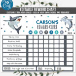 Editable Shark Reward Chart Shark Chore Chart Kids Routine Etsy