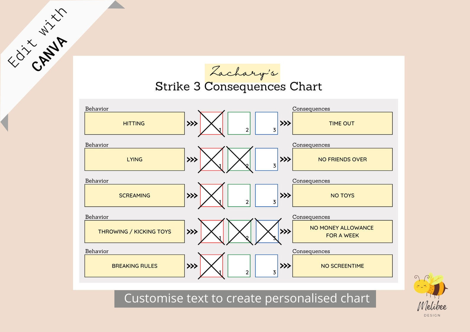 Printable 3 Strikes Behavior Chart