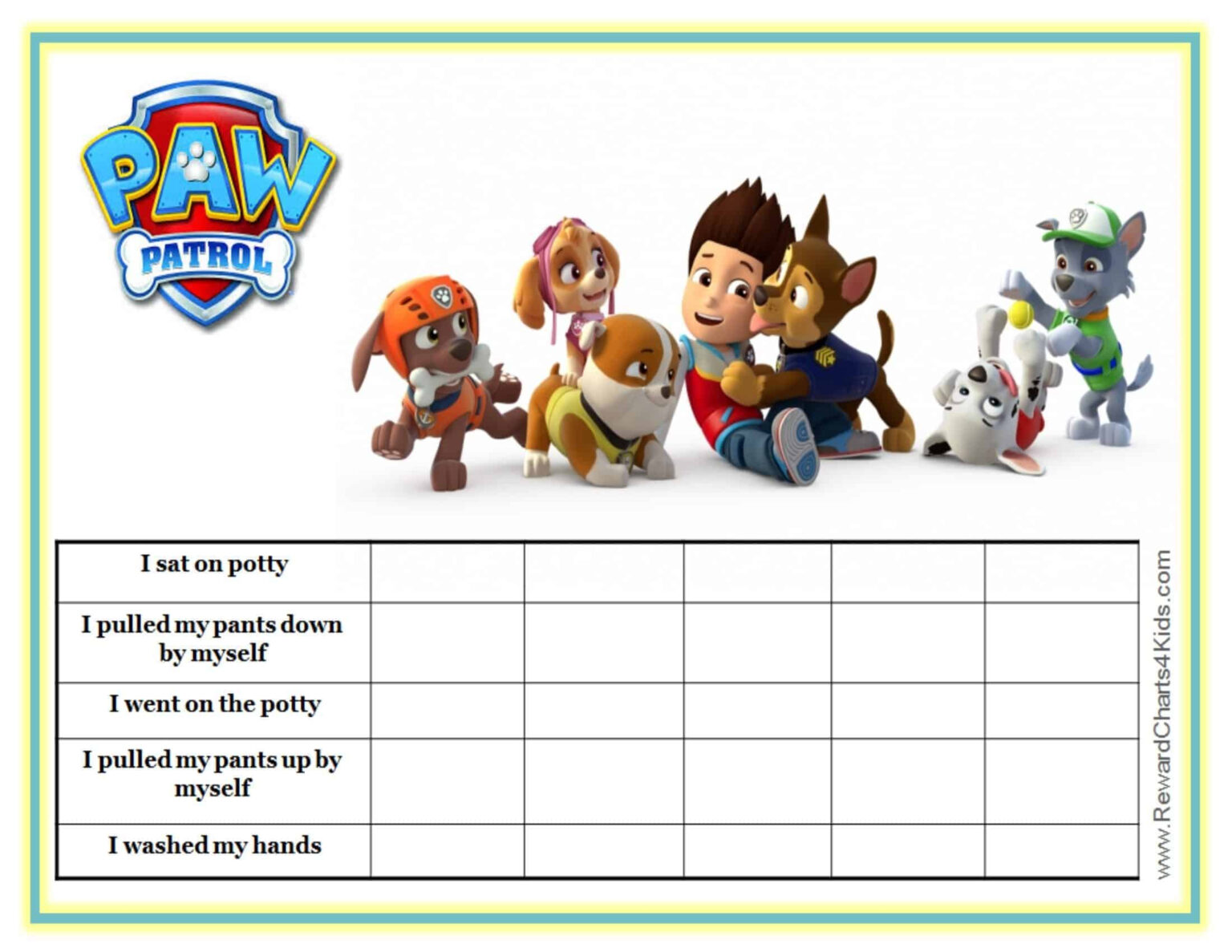 Paw Patrol Printable Behavior Charts PrintableBehaviorChart