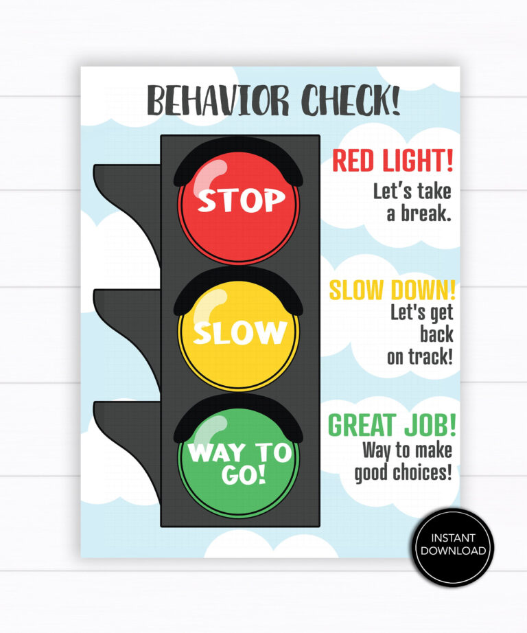 Free Printable Behavior Charts Anger Management Stop Light ...