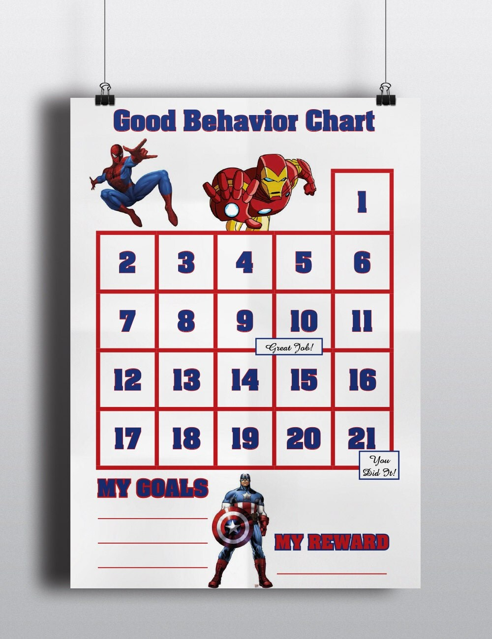 Good Behavior Avengers Sticker Chart Spiderman Ironman