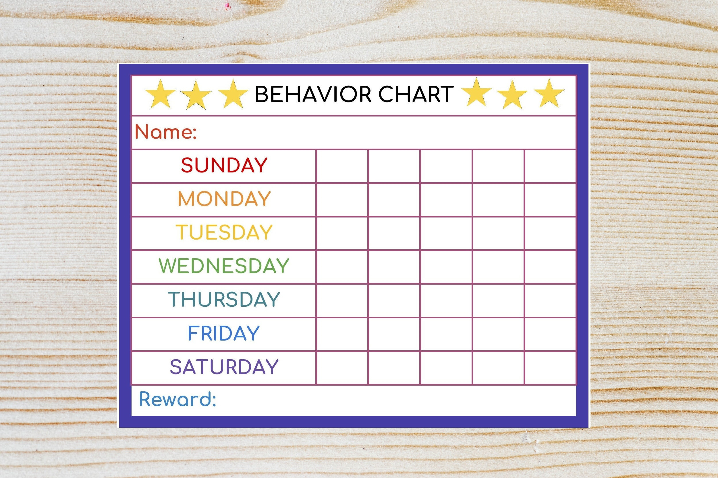 Kids Behavior Chart Printable Chore Chart Sticker Chart Etsy