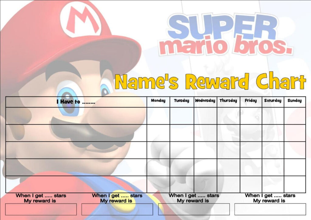 Behavior Reward Chart Printable Mario PrintableBehaviorChart