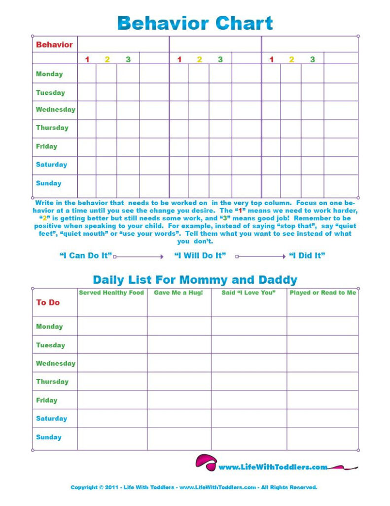 Monthly Behavior Charts Printable Example Calendar Printable