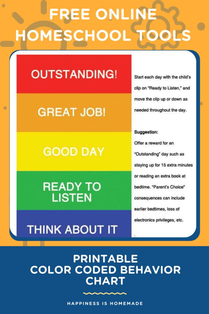 Printable Color Coded Behavior Chart Free Homeschool Resource Free 