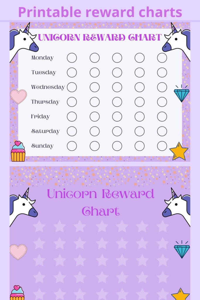 Reward Chart For Kids Printable Unicorn Chart Reward Chart Kids 
