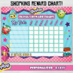 Shopkins Personalized Reward Chart Kids By SuperInstantParty