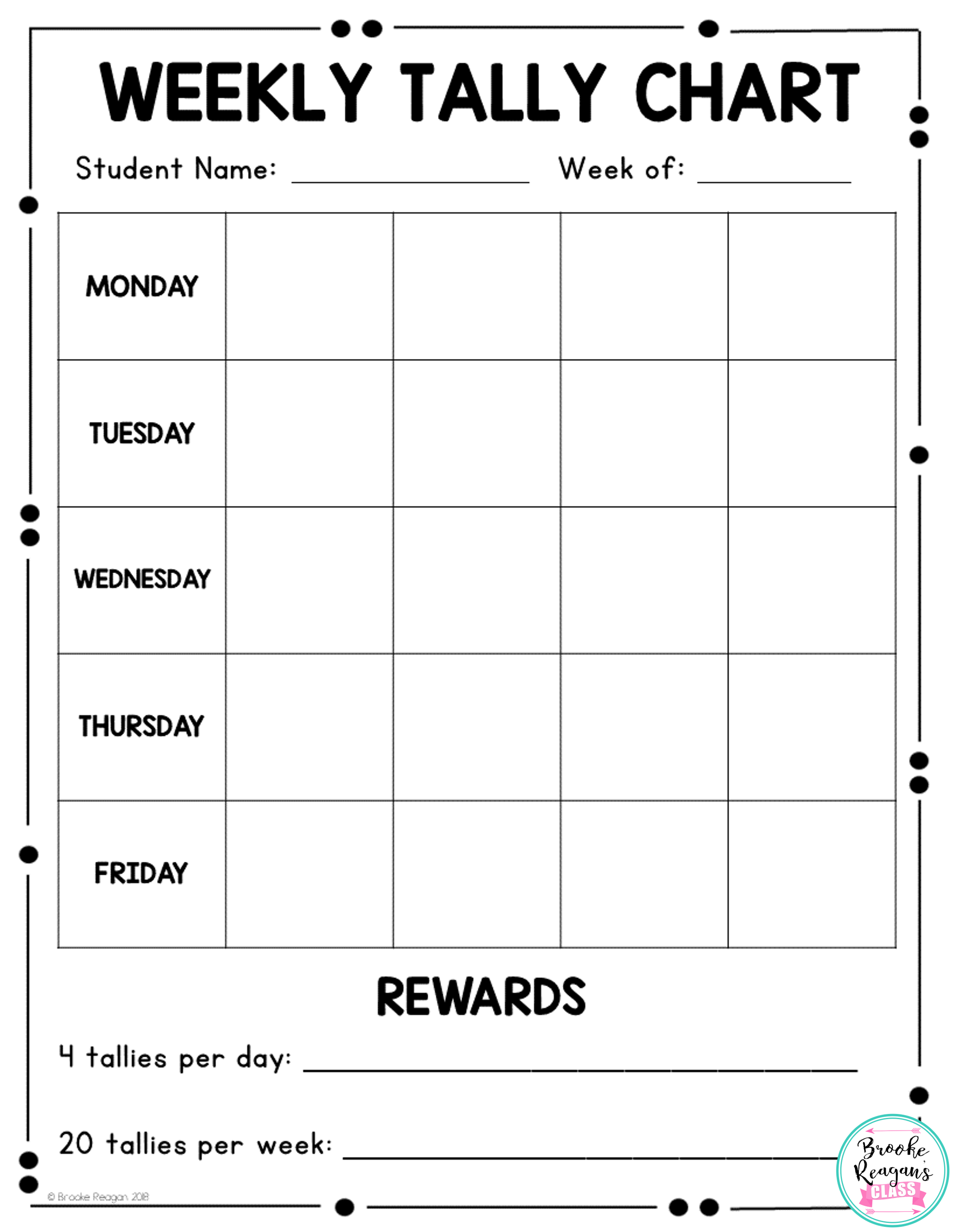 Behavior Tally Chart Printable PrintableBehaviorChart