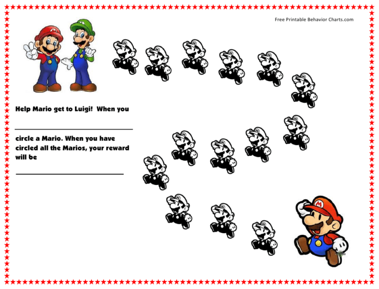 Super Mario Behavior Reward Chart Download Printable PDF Templateroller ...